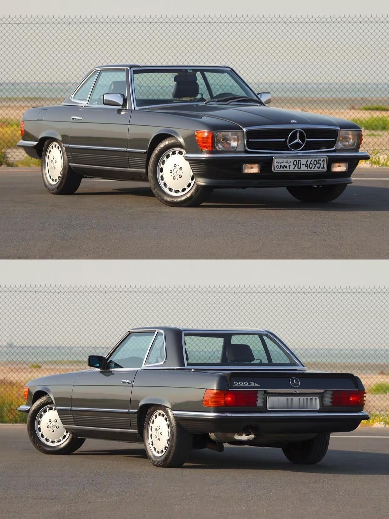 奔驰SL 500。1985款梅赛德斯-奔驰SL 500，是R107车系后期最成熟