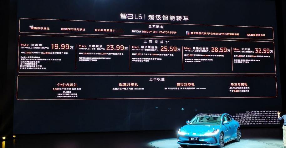 21.99万起，智己L6上市。算是权益后，价格来到19.99万，毫无疑问，小米汽