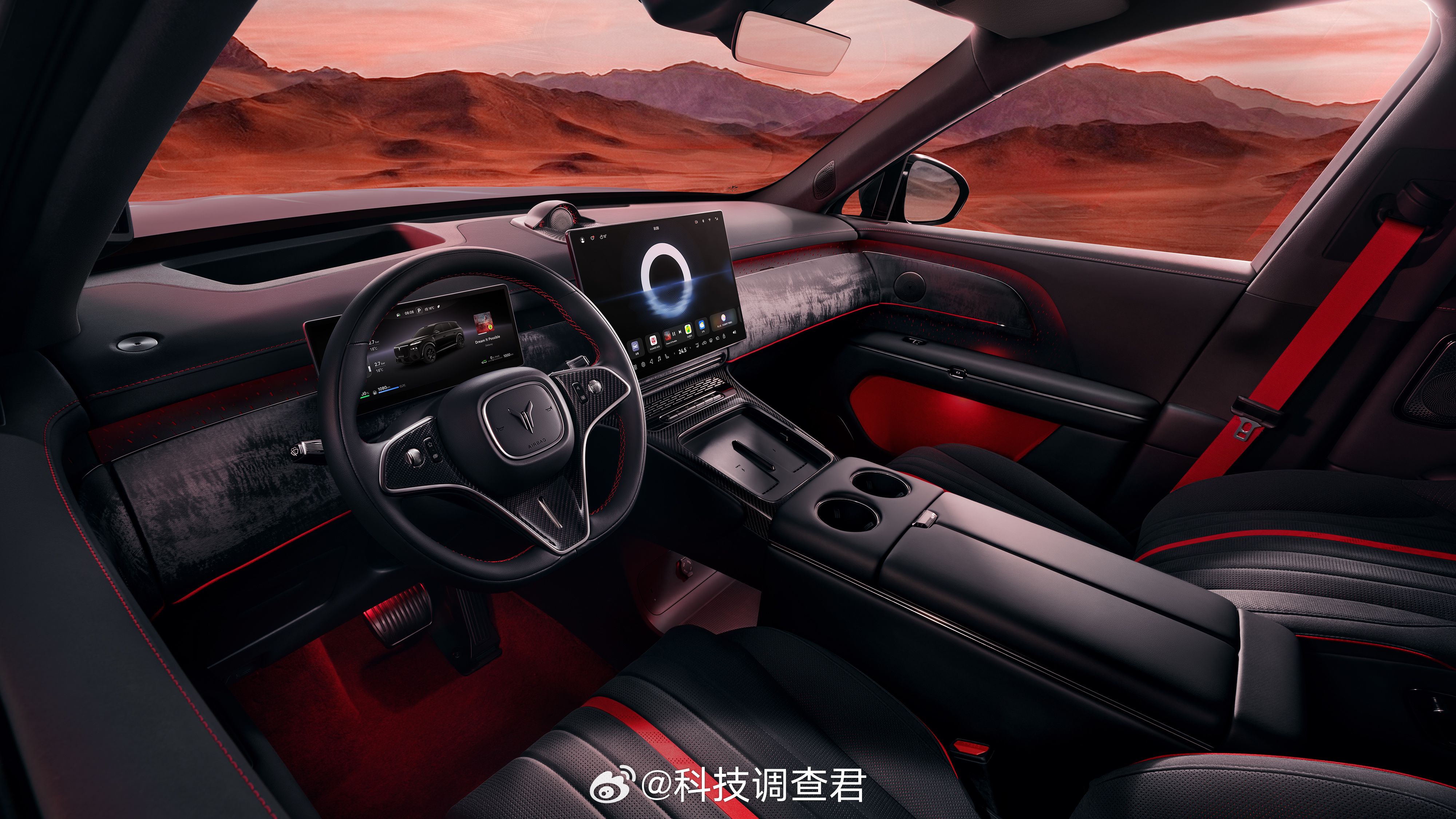 岚图泰山黑武士内饰太帅了吧？星空顶这可是我的最爱，如果躺在车里看着星空顶配上音乐