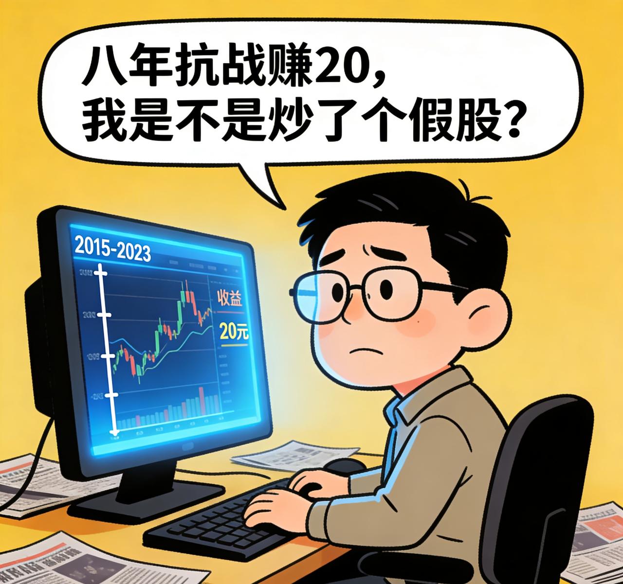八年抗战赚20，我是不是炒了个假股？

八年前脑子一热冲进股市，选了只“潜力股”