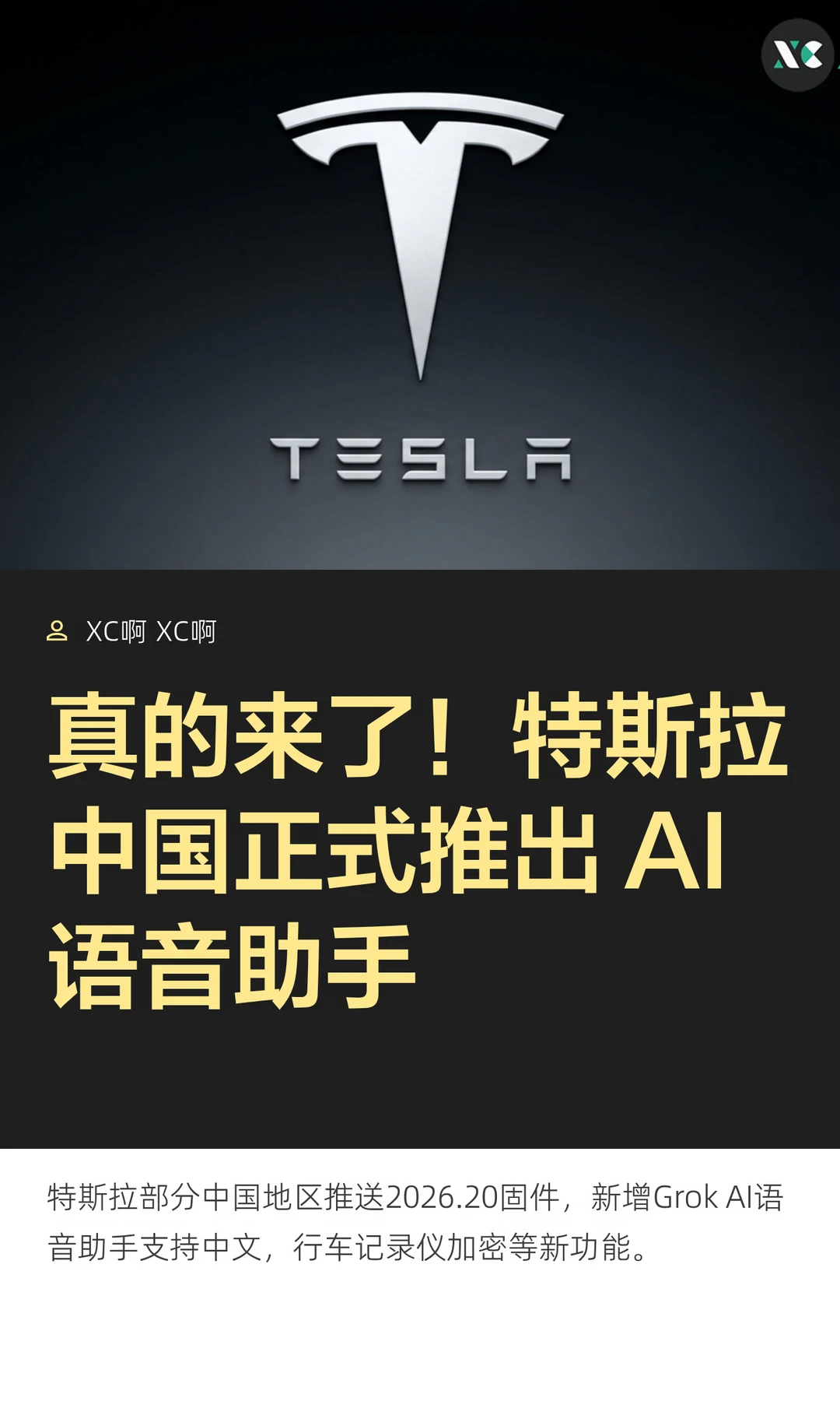 真的来了！特斯拉中国正式推出 AI语音助