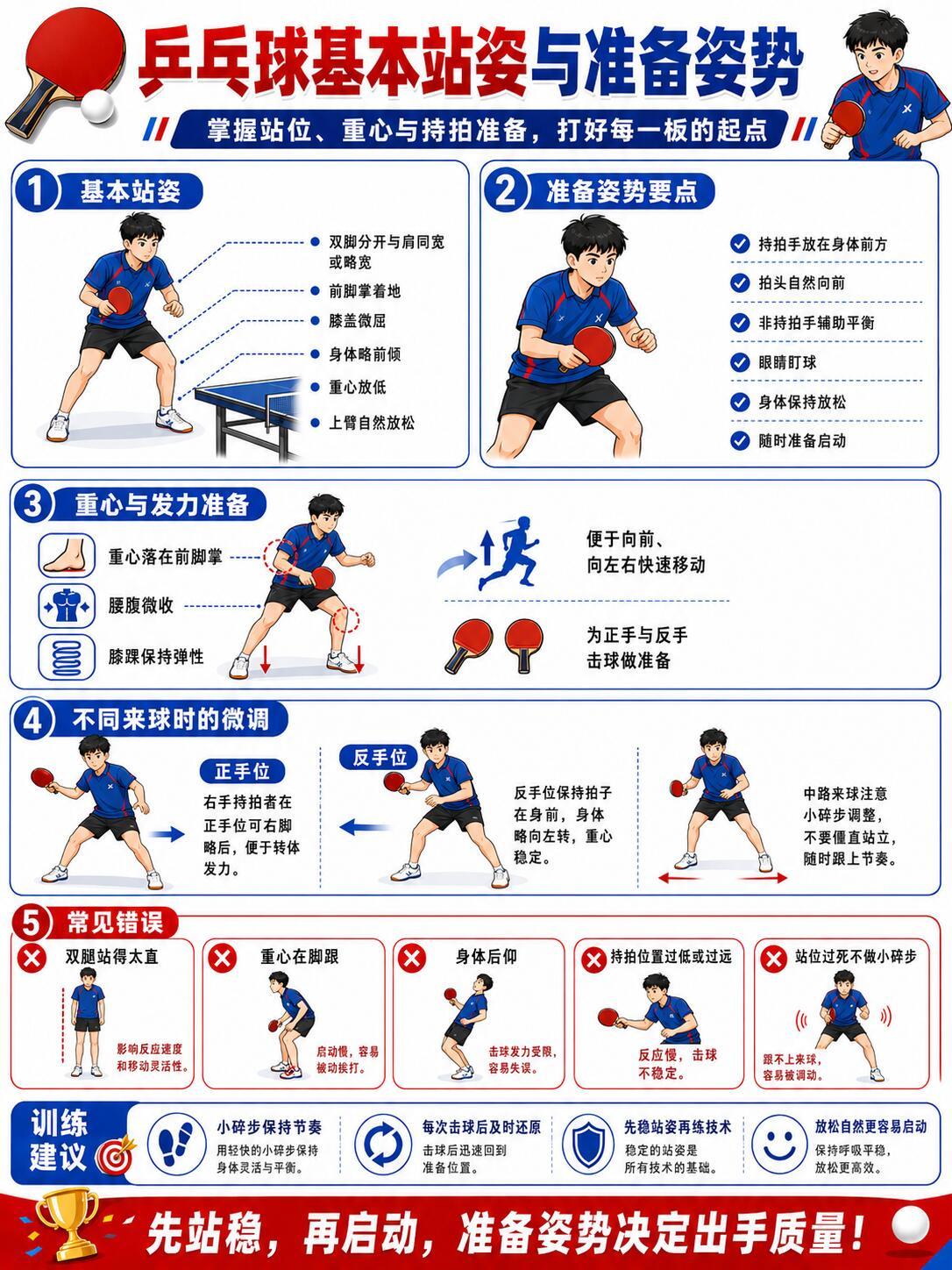 一张图看明白乒乓基本站位 