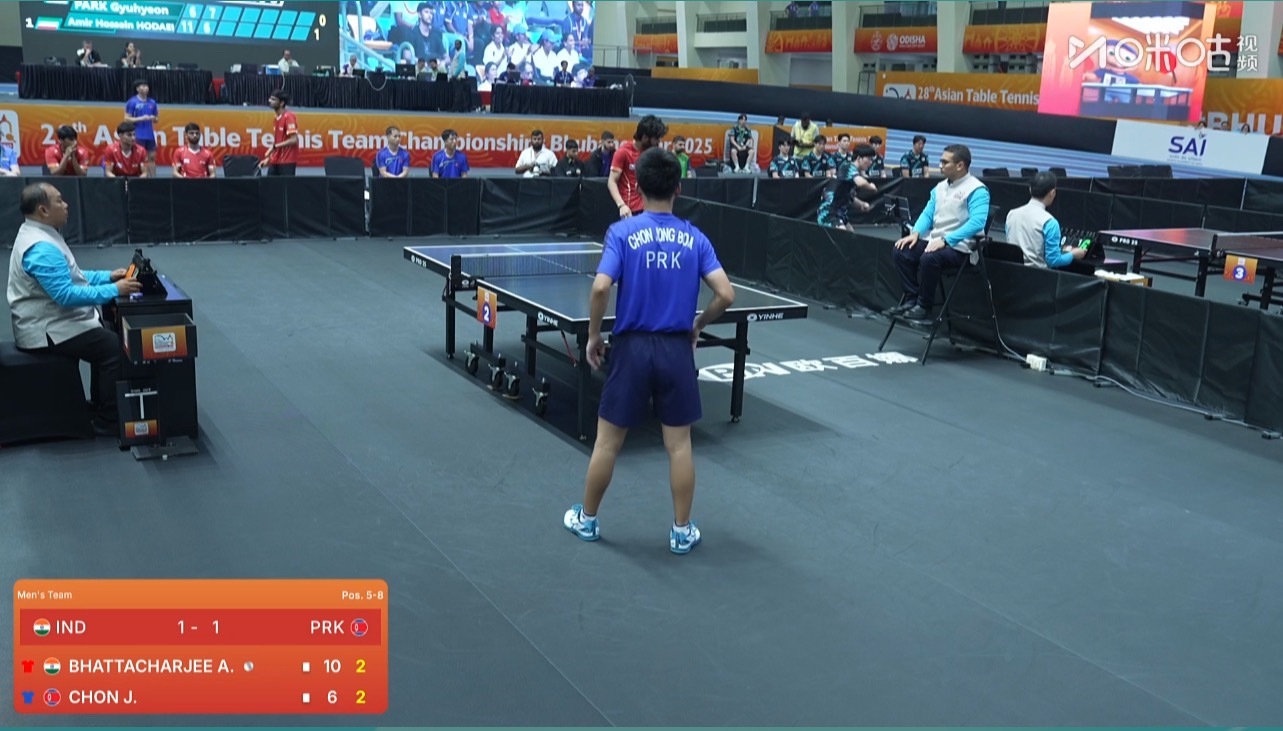 2025亚锦赛团体赛男子团体5-8排名赛印度2-1朝鲜安库尔3-2全正范（11-