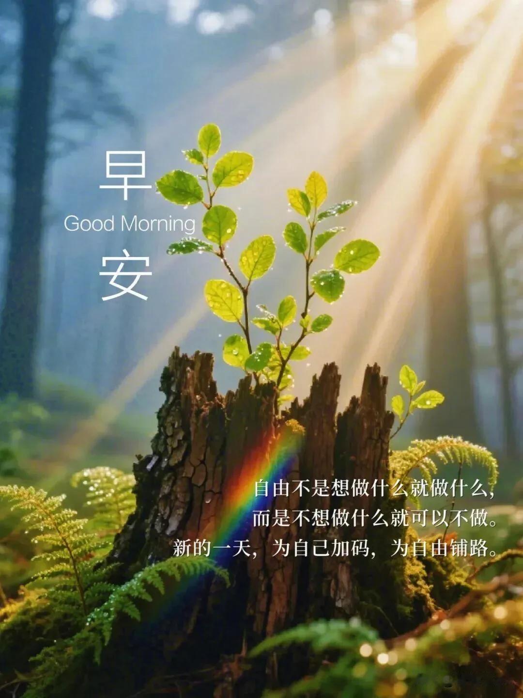 枯木逢新芽，微光藏力量。早安，新的一天，向阳生长！
心怀力量，从容自在，愿日子温