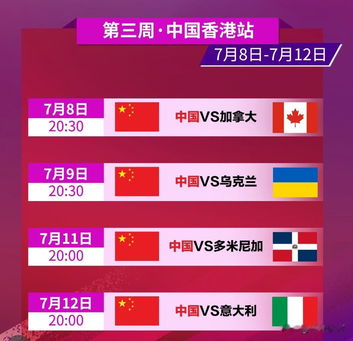 中国女排世联赛香港站比赛，将在7月8日20点30准时开启，中国女排香港站首个对手