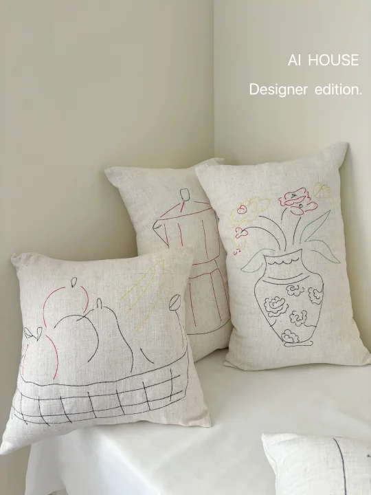 🖼️亚麻刺绣抱枕 | 北欧系列