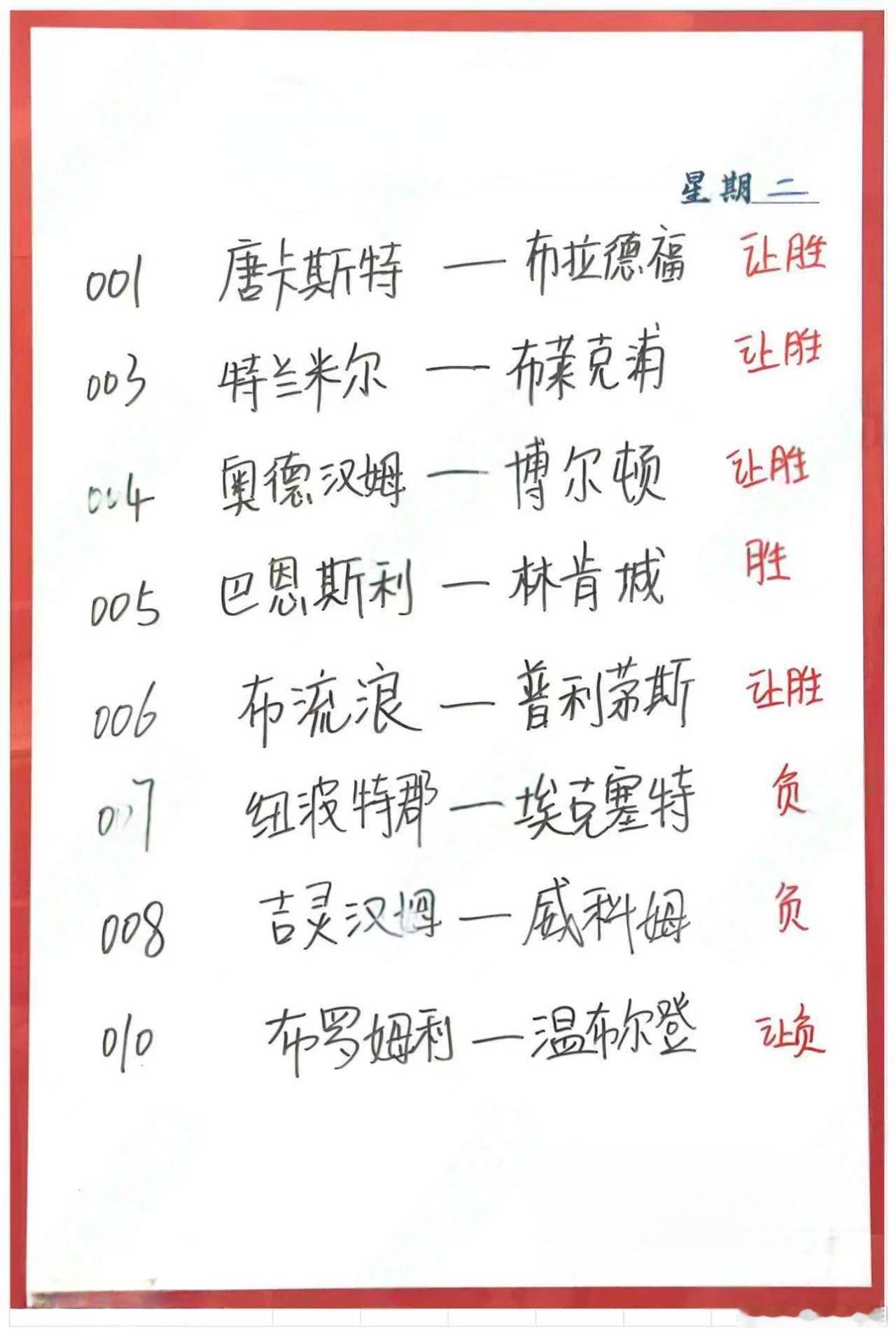 11月11日001 唐卡斯特VS 布拉德福德002 斯托克港VS维冈竞技003 