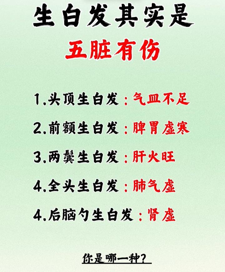 长白发不只是衰老，不同位置白发，对应五脏状态