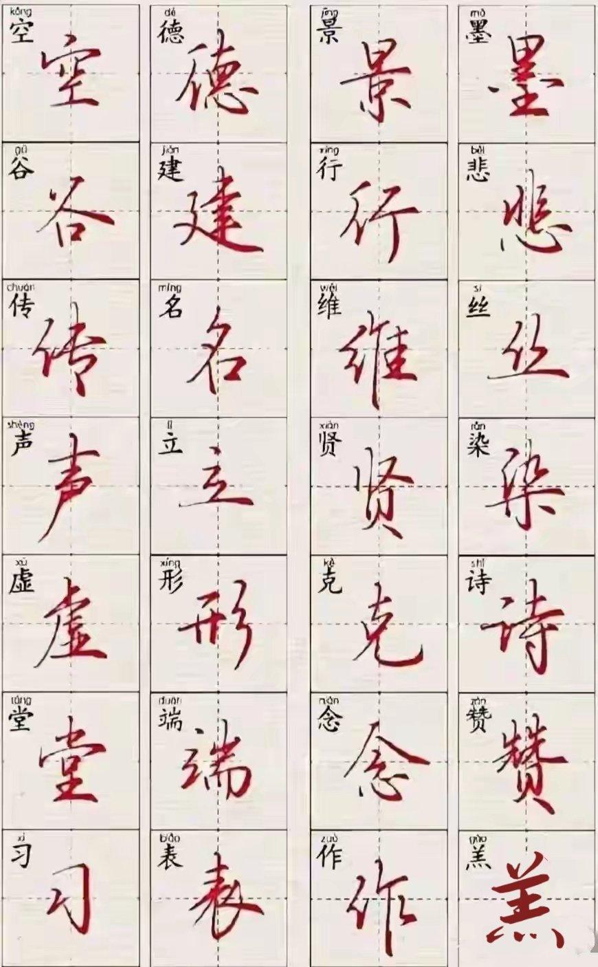 学习行楷有福了，下面这一组行楷单字，坚持练下去一定会有意想不到的效果。