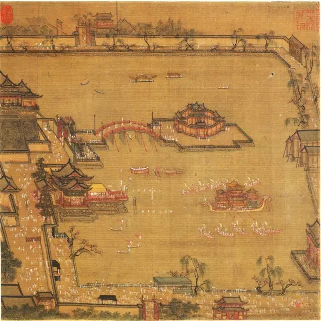 【我喜欢的几首宋诗】之一：王安石的“却忆金明池上路，红裙争看绿衣郎”。金明池是北