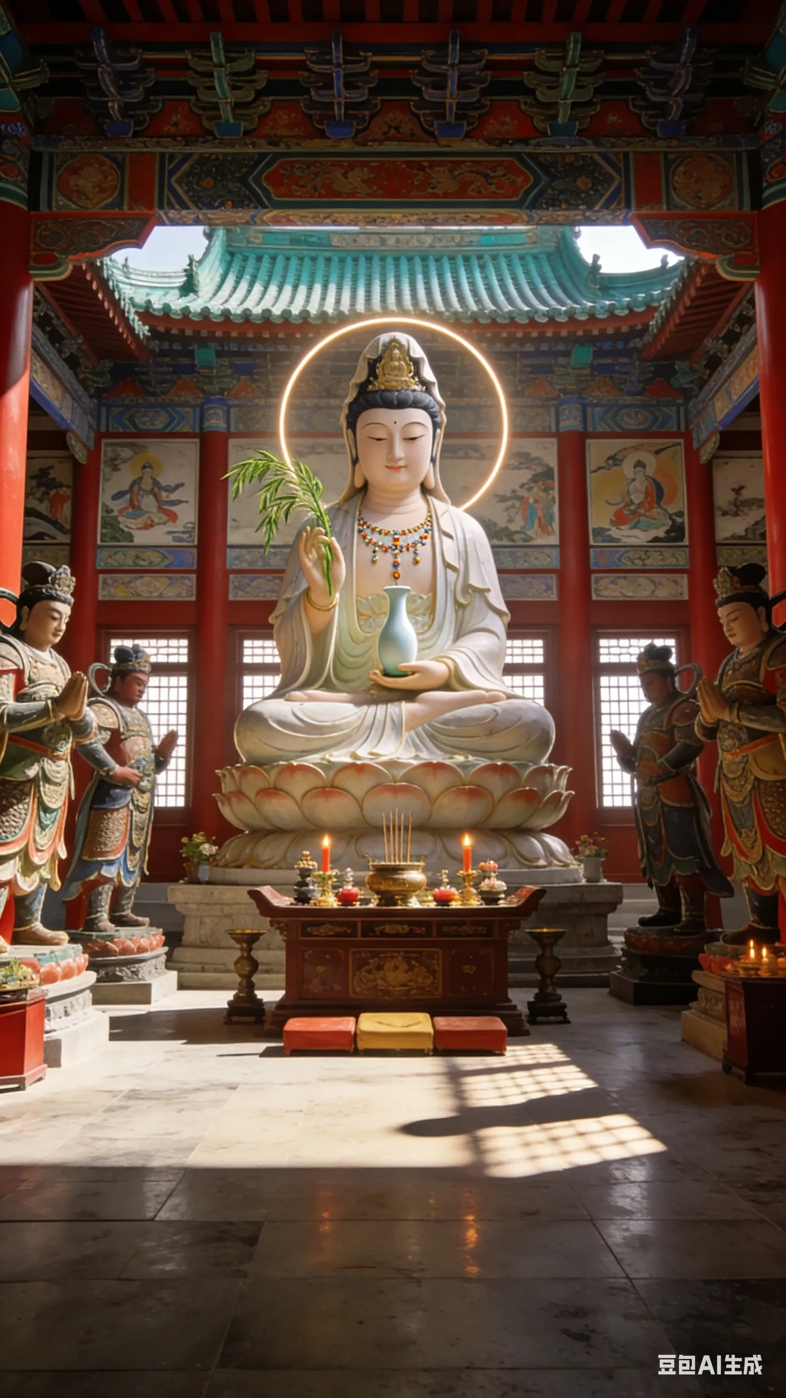 南无观世音菩萨， 愿见者平安吉祥，万事顺遂。 心诚则灵，佛光普照，所求...