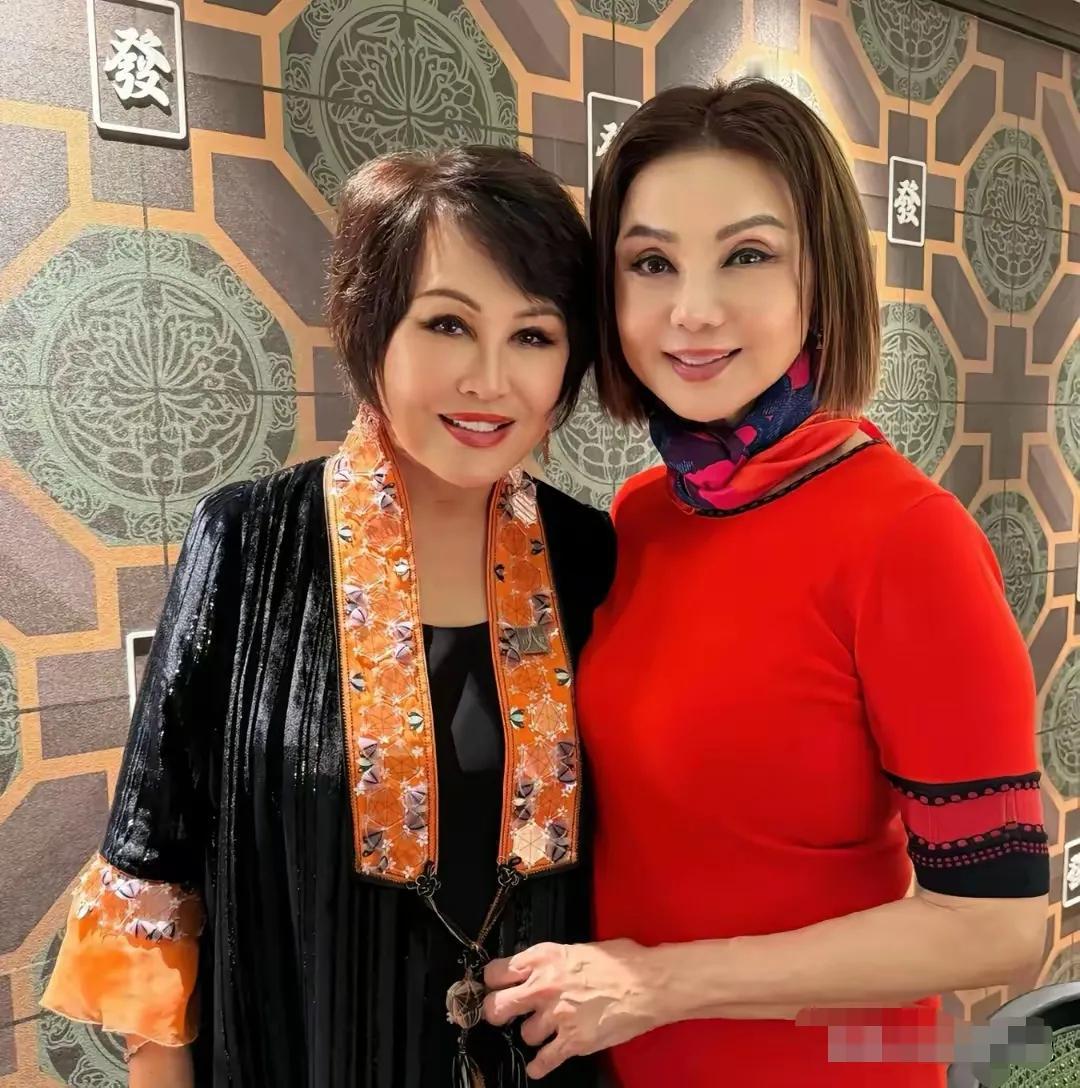 谢玲玲68岁，而与她相差十岁的靳羽西相聚，大家能在年龄上看出她们的差距吗？近看更