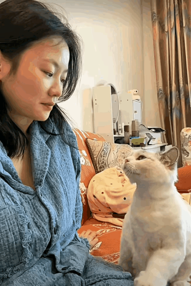 猫咪主动亲近的样子太暖人心了，可爱的猫咪[赞][赞][赞]