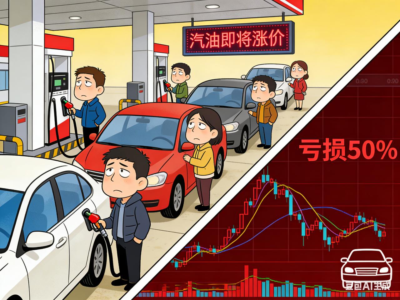 听到汽油即将涨价的消息，

昨晚排队加满了油，

应该也能省下几十块。

但今早