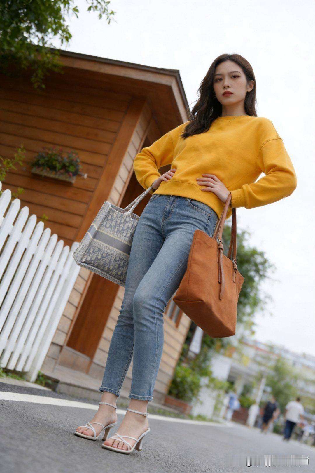 元气少女穿搭主打青春活力。上衣选短款针织衫，颜色清新，像淡粉色、薄荷绿，能凸显少