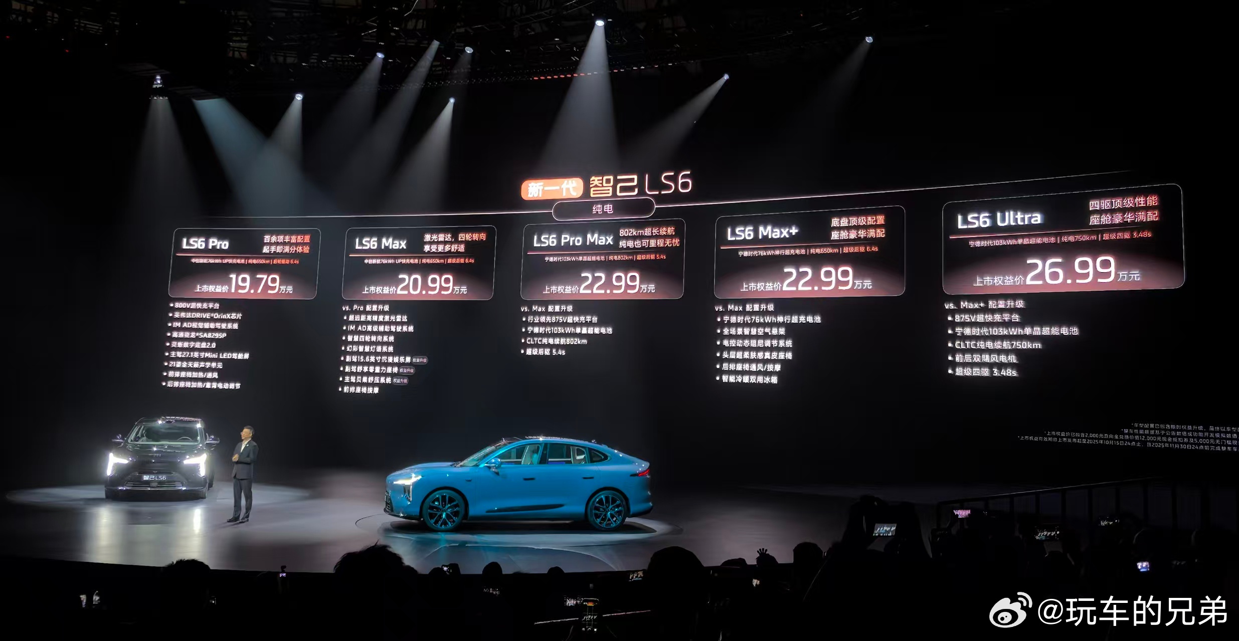 全新智己LS6上市了，纯电版售价19.79-26.99万元，增程版20.29-2