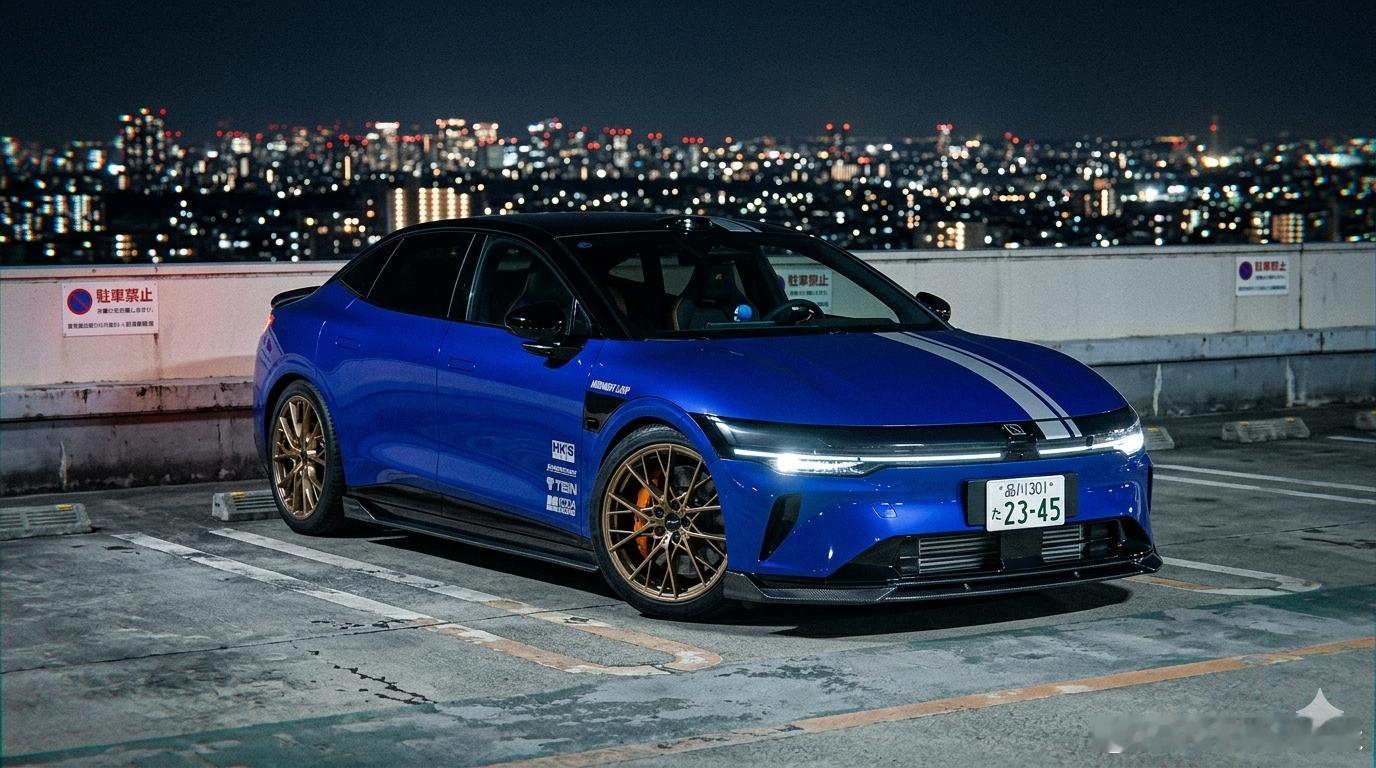 焕新007没有纯白和纯蓝车色有点可惜，配合铜色轮毂才有味道，非常JDM风味。 a