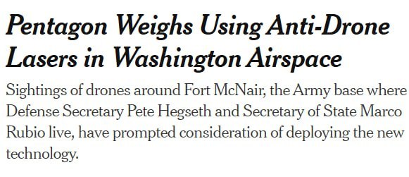 据报道，华盛顿麦克奈尔堡附近出现无人机活动后，五角大楼正考虑在该基地部署反无人机