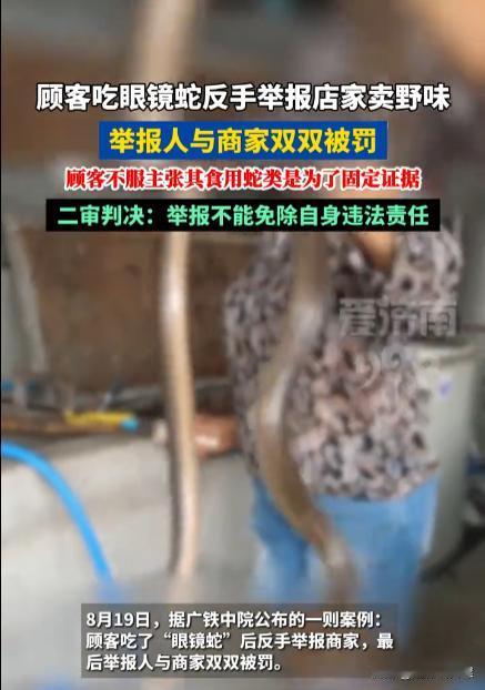 “还带这样玩的？”广东广州，男子吃完餐馆售卖的眼镜蛇肉后，立即进行了举报，导致商