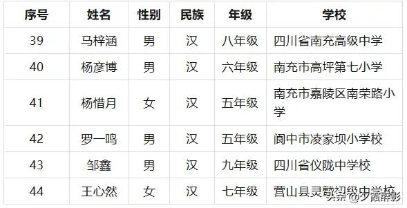 喜讯！第十七届宋庆龄奖学金公示，南充6名学子光荣上榜
这份国家级少年儿童最高荣誉