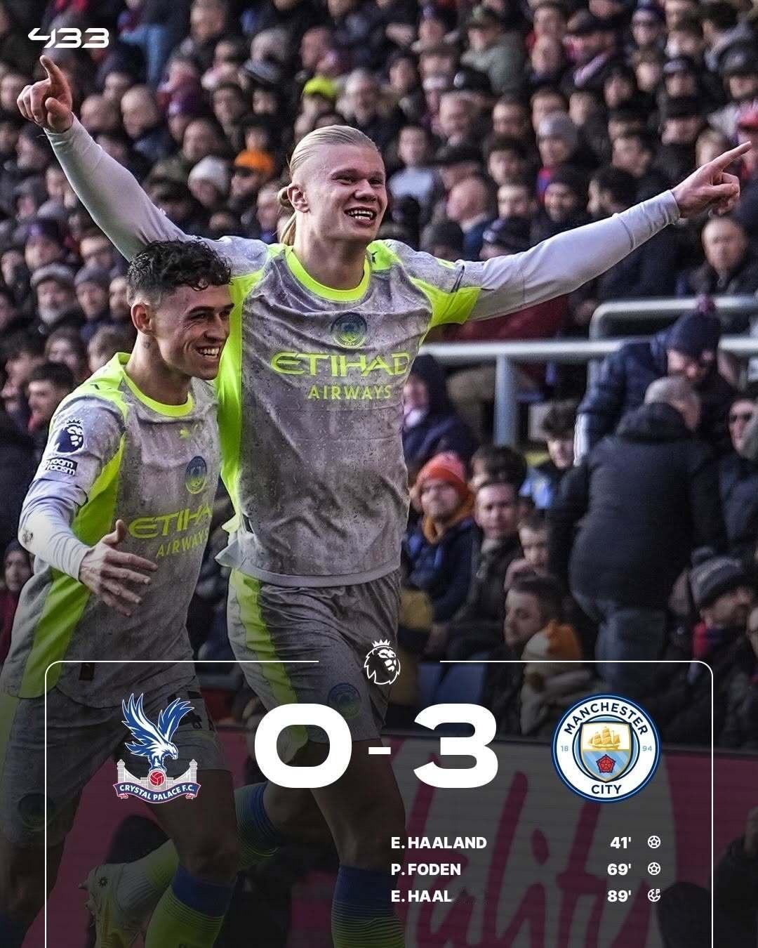 曼城3-0水晶宫🔥哈兰德梅开二度