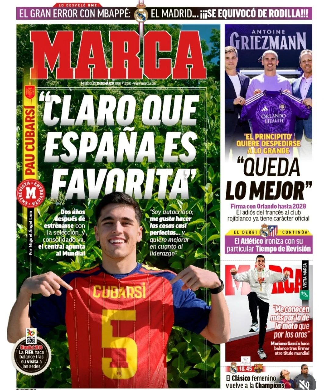 皇马 《马卡》巨大的错误，皇马医疗团队搞错了姆巴佩的受伤膝盖女子国家德比再次在欧