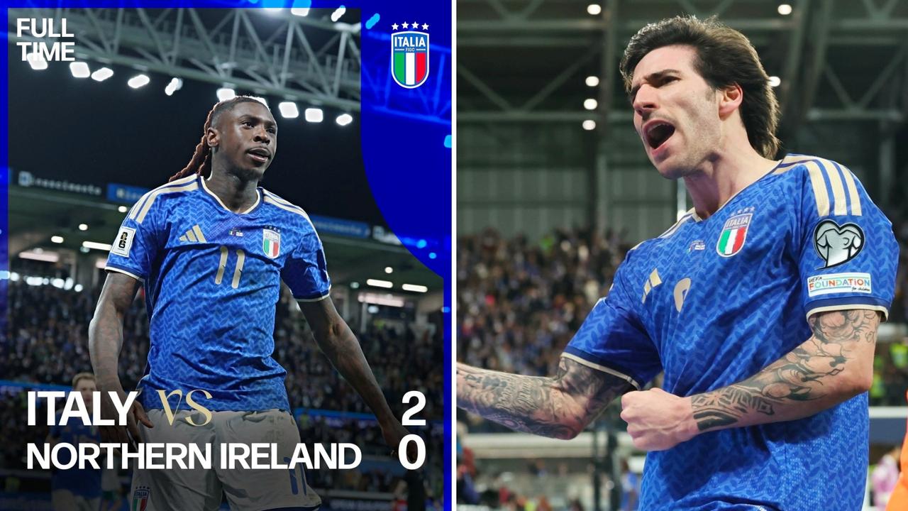 世预赛欧洲区附加赛半决赛：意大利2-0北爱尔兰。
托纳利世界波破僵+传射，基恩建