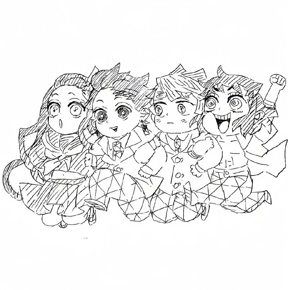 鬼灭之刃 鳄鱼老师画的四小只太可爱了 