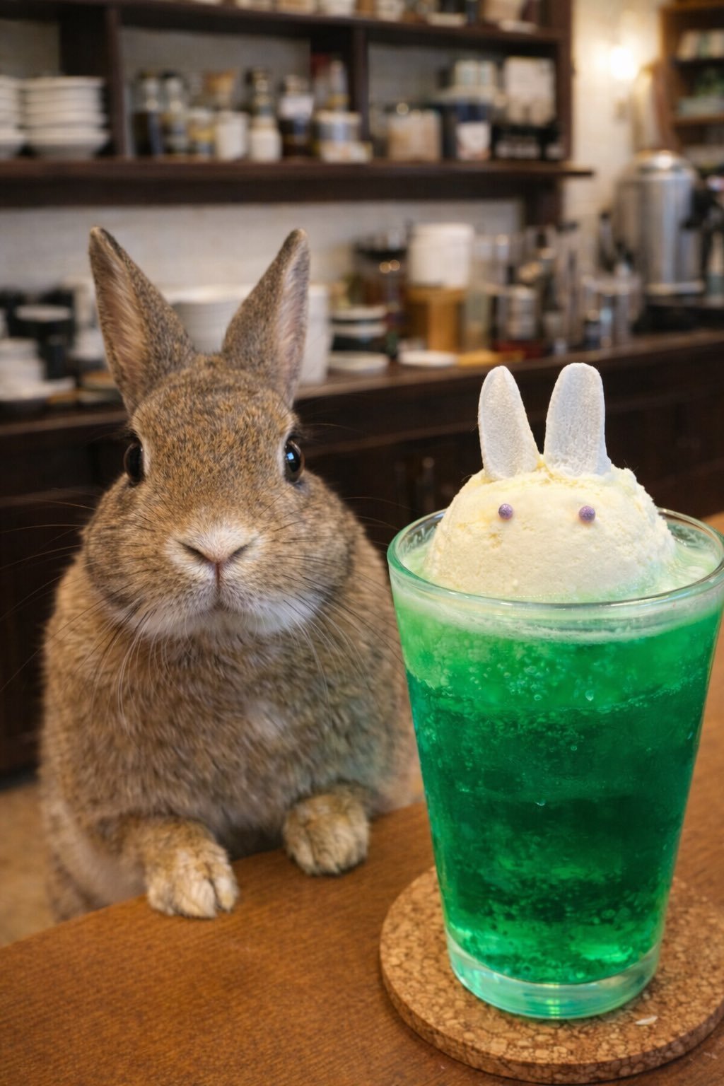 这么可爱的兔兔咖啡店谁看了不迷糊呢这不得进去喝两杯买点兔兔周边再走【推：shir