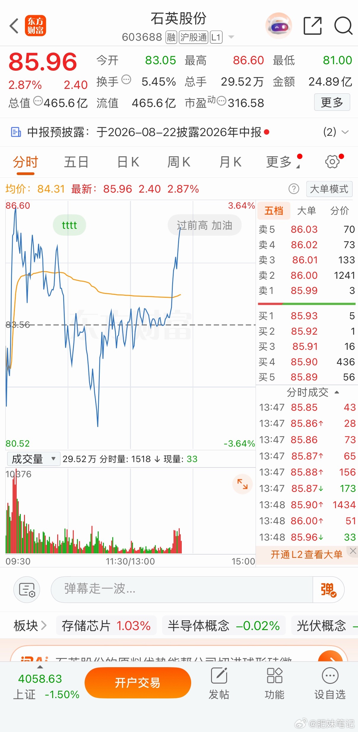 肥妹说过：保持好心态，好运自然来！核心标的，坚定拿好，静待最美的风景！ 