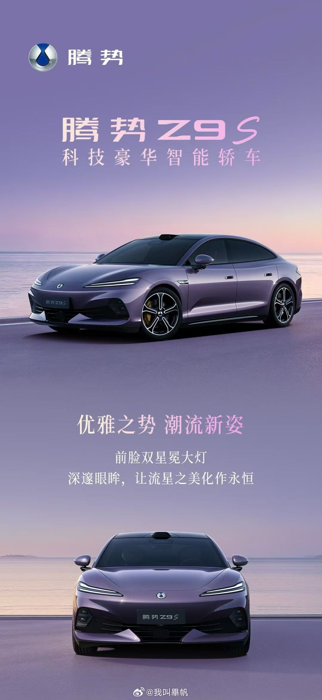 腾势 Z9S 来了，这紫色有点东西！定位：科技.豪华.智能.轿车这样容易理解很多