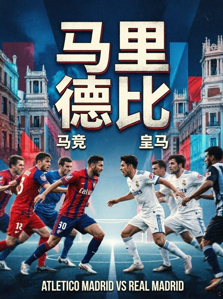 ⚽️今晚22:15，西甲焦点马德里德比打响！🔥马竞坐镇大都会球场迎战皇马，争冠