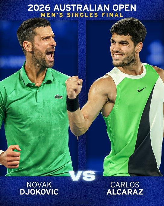 明日澳网男单决赛
罗德拉沃尔球场
16:30，德约科维奇vs阿卡拉斯
赔率：德约