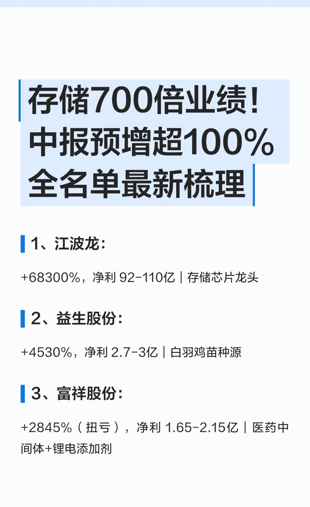 🔥存储业绩狂飙700倍！A股中报预增超100%全名单出炉，这26家公司赚翻了！