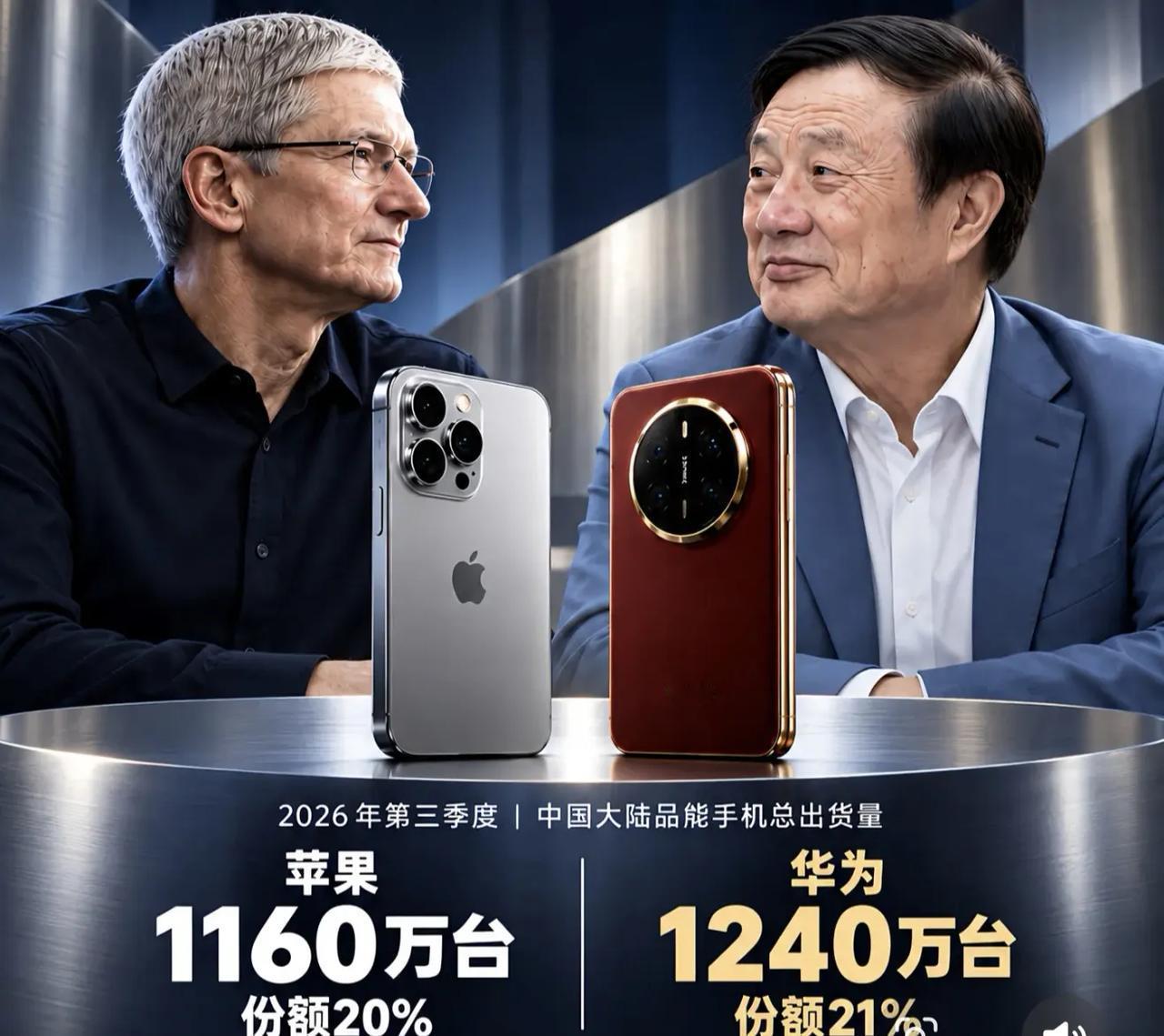 同样的预算,华为苹果你选谁?
第三季度中国大陆手机出货量,华为领先苹果80万台，