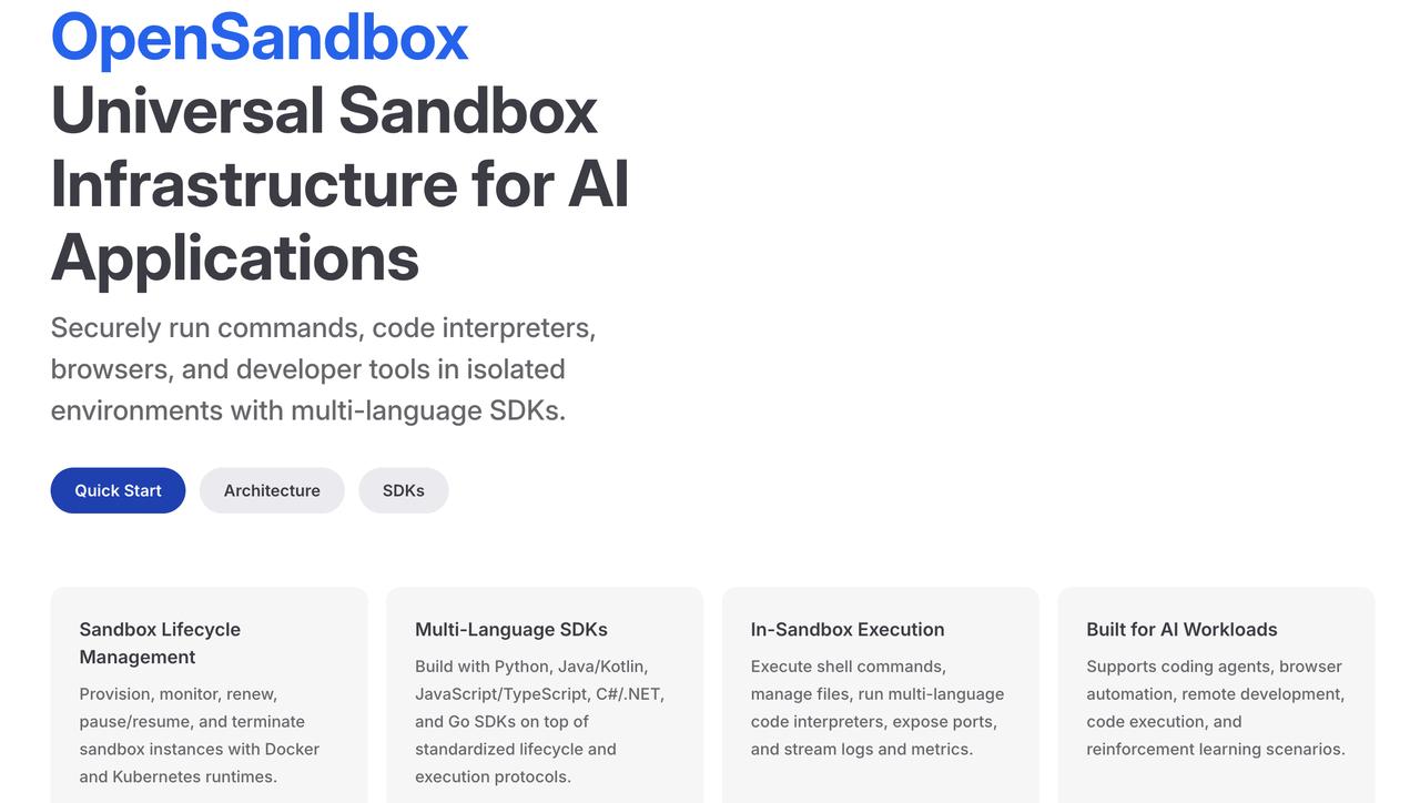 OpenSandbox, 11.9K star

OpenSandbox 是一个