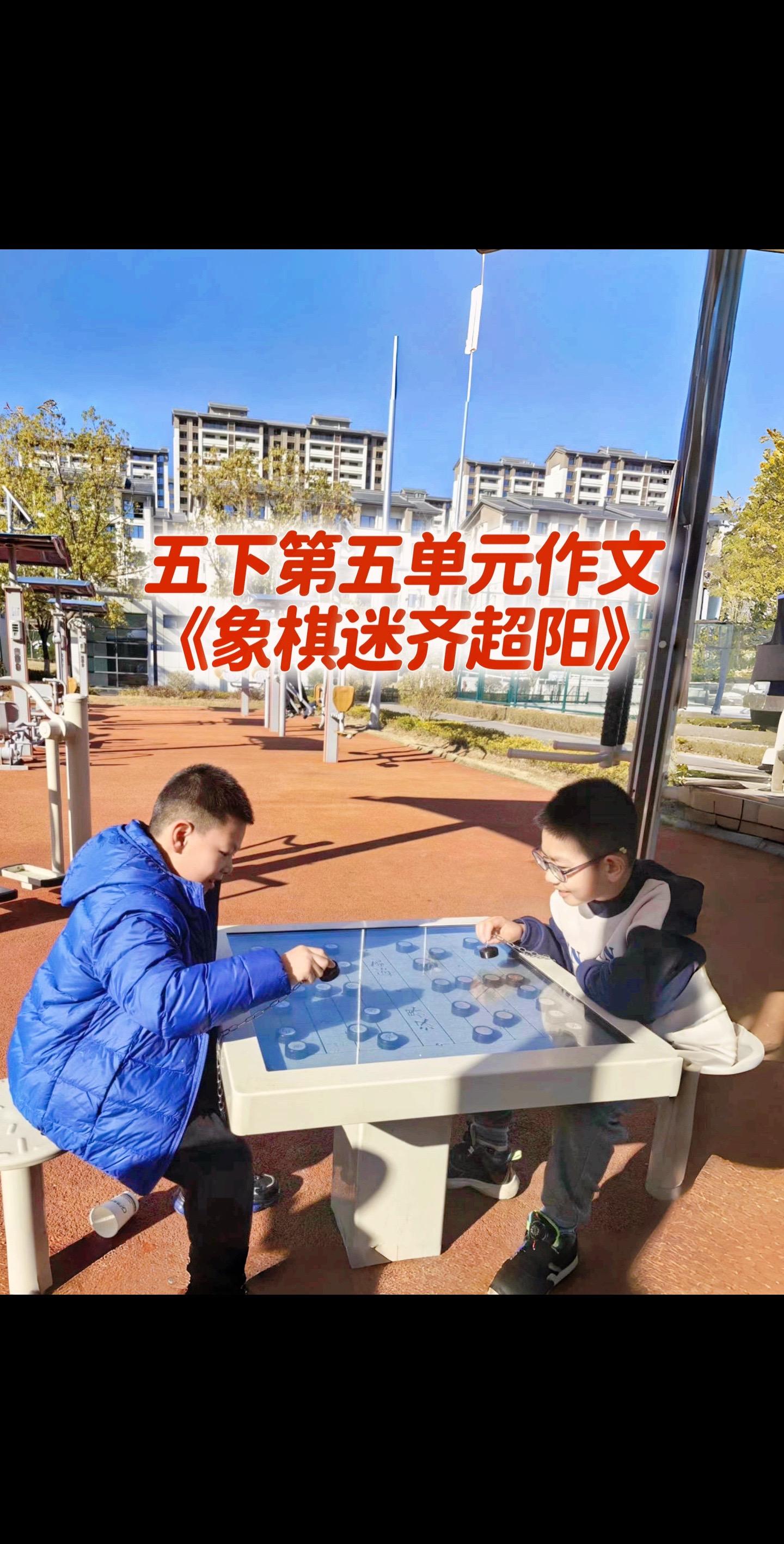 宝妈们，小学五年级下册第五单元作文《象棋迷齐超阳》～