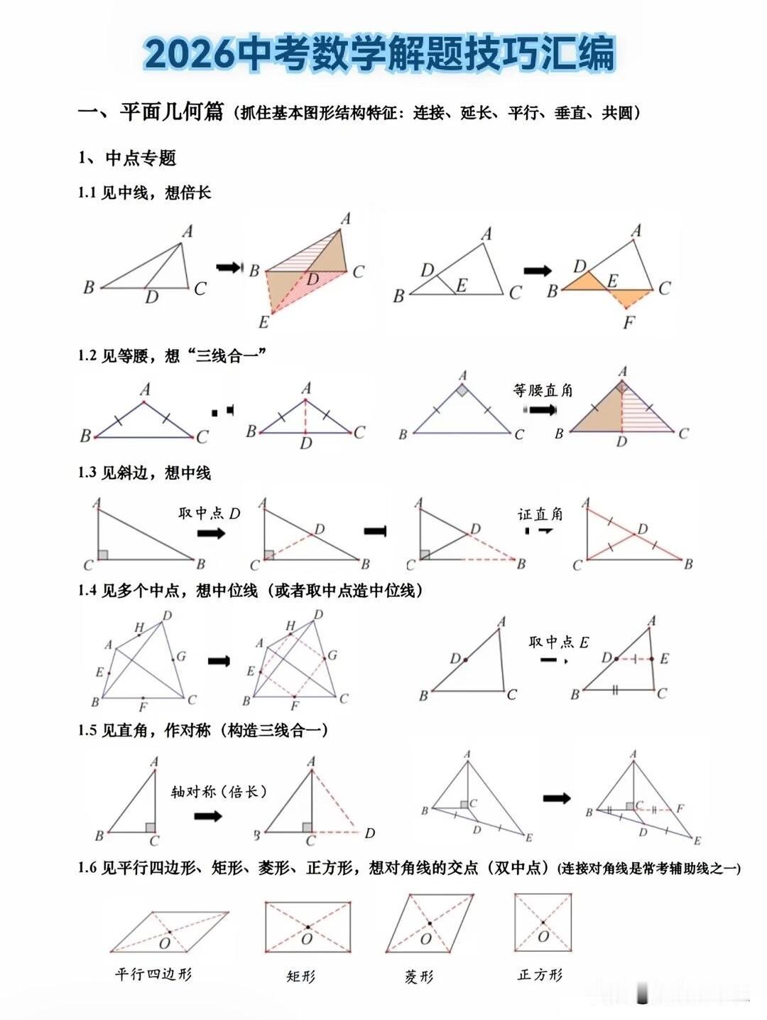 初中数学|手把手教你学会画辅助线学校不教的七大口诀
很多孩子数学丢分，不是计算差