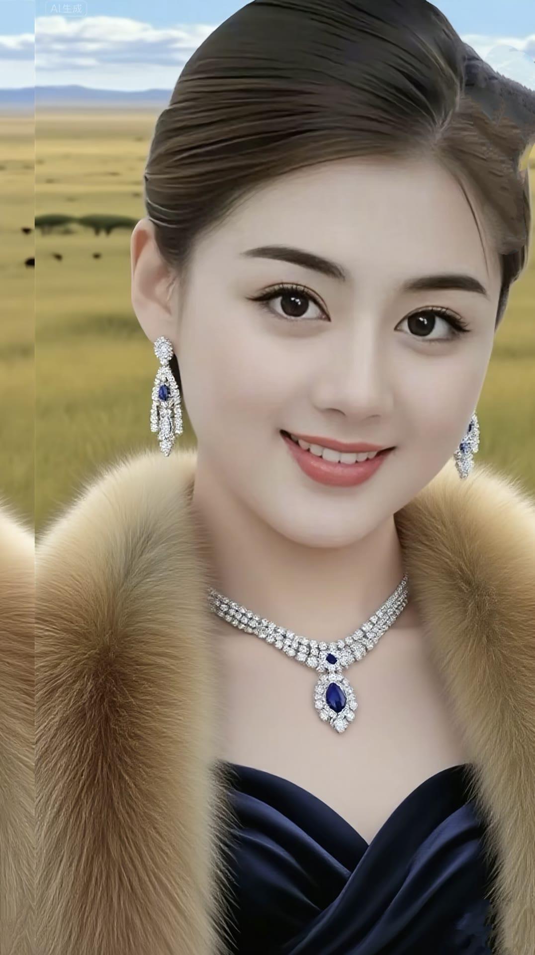 优雅气质，闪耀珠宝，草原上的时尚女王