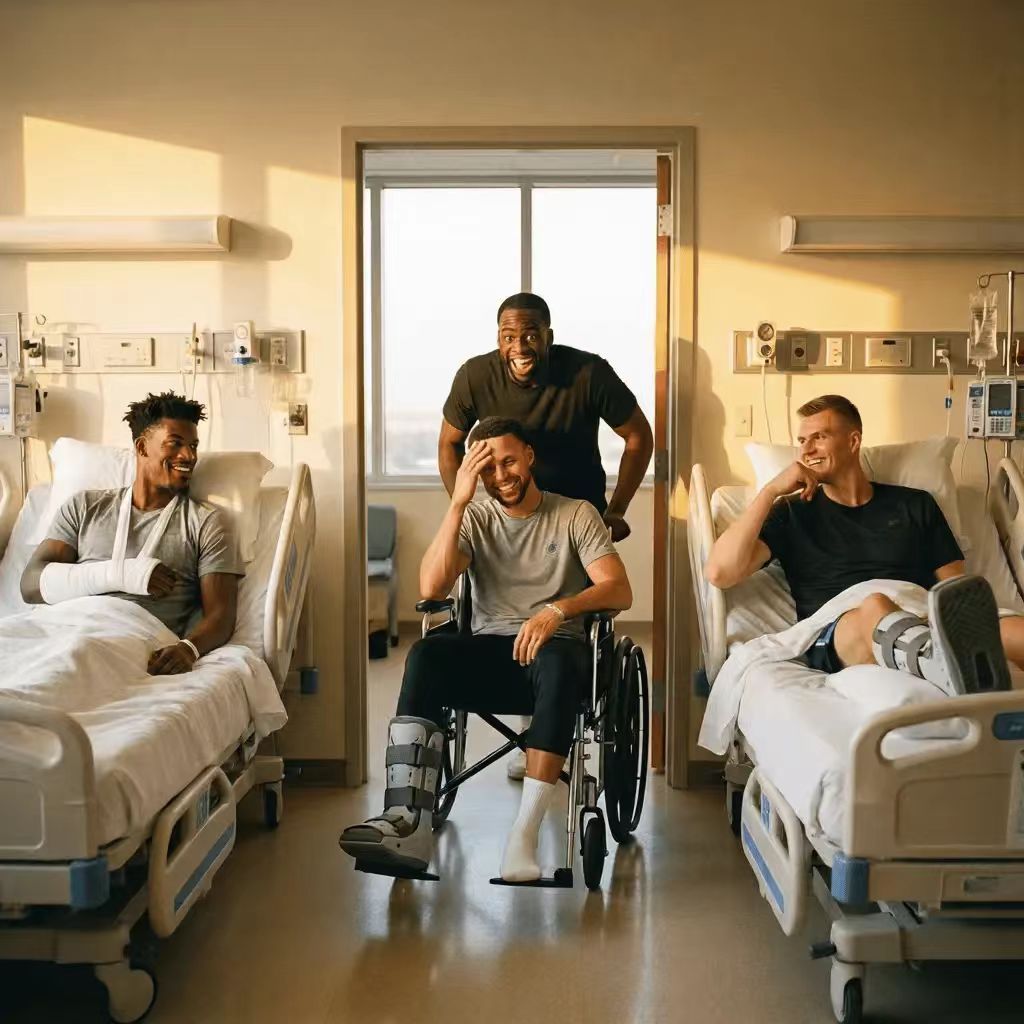 他们笑的好开心，我希望他们别笑了库里吉米巴特勒库里