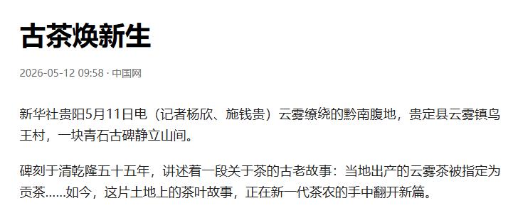从贡茶旧碑到夜班工厂：夏秋茶火了

山腰上那块清乾隆年间的石碑还在讲旧事，碑下的