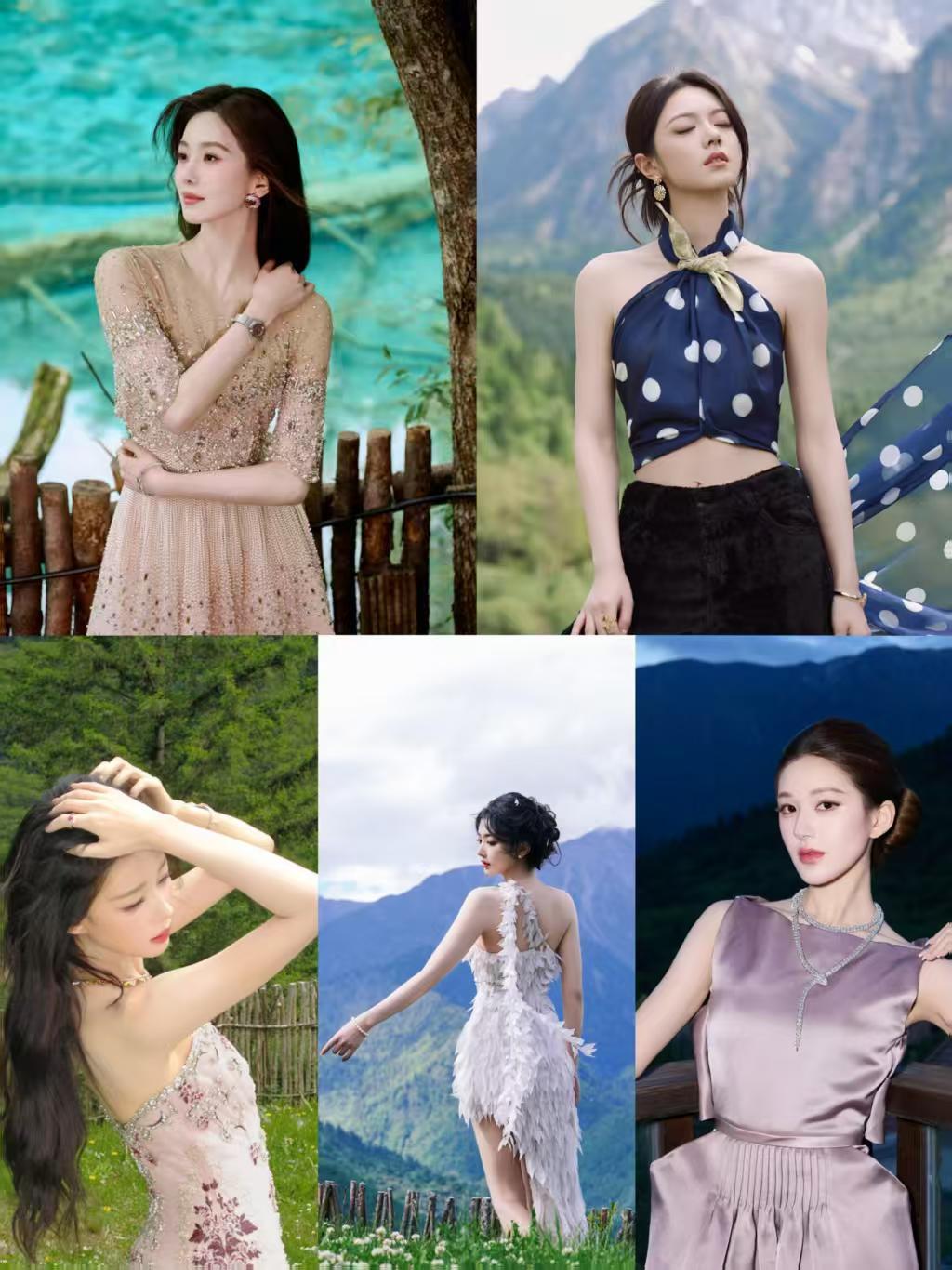 曝VOGUE今年没红毯 不再执着红毯大阵仗，改成轻松游园，蓝毯和山野相融，这种不