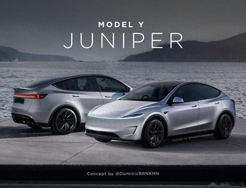 新款#特斯拉Model Y#效果图曝光，前脸采用了类似#特斯拉Model 3#的