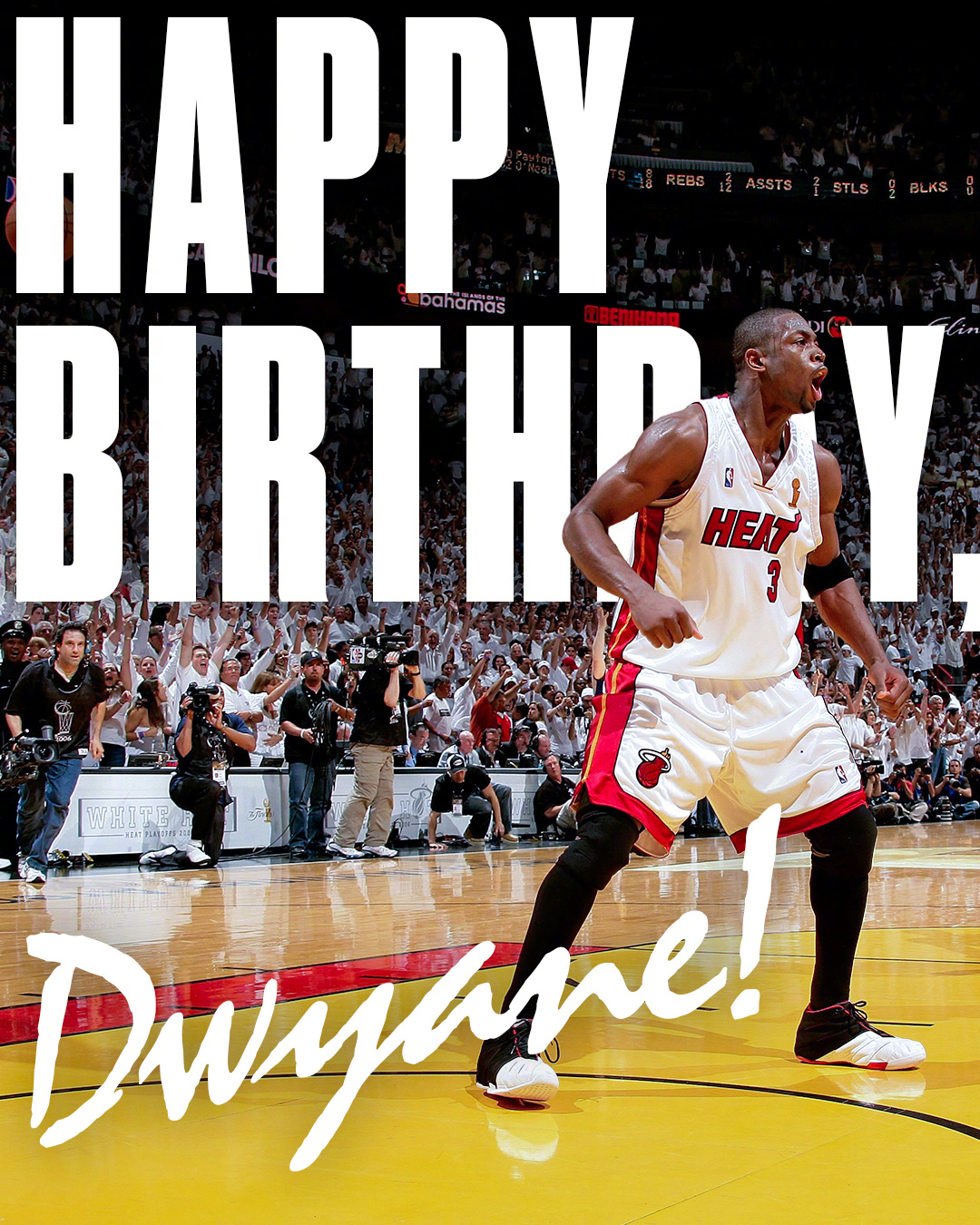 韦德44岁生日快乐 闪电侠也44岁了，热火晒出的一张2006年总决赛时的照片，那