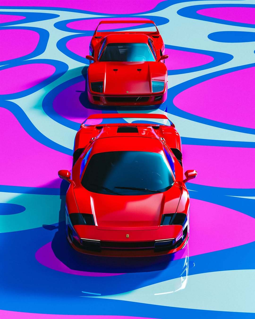 法拉利F40和SC40摆在一起，SC40大灯为什么要设计成这样呀？