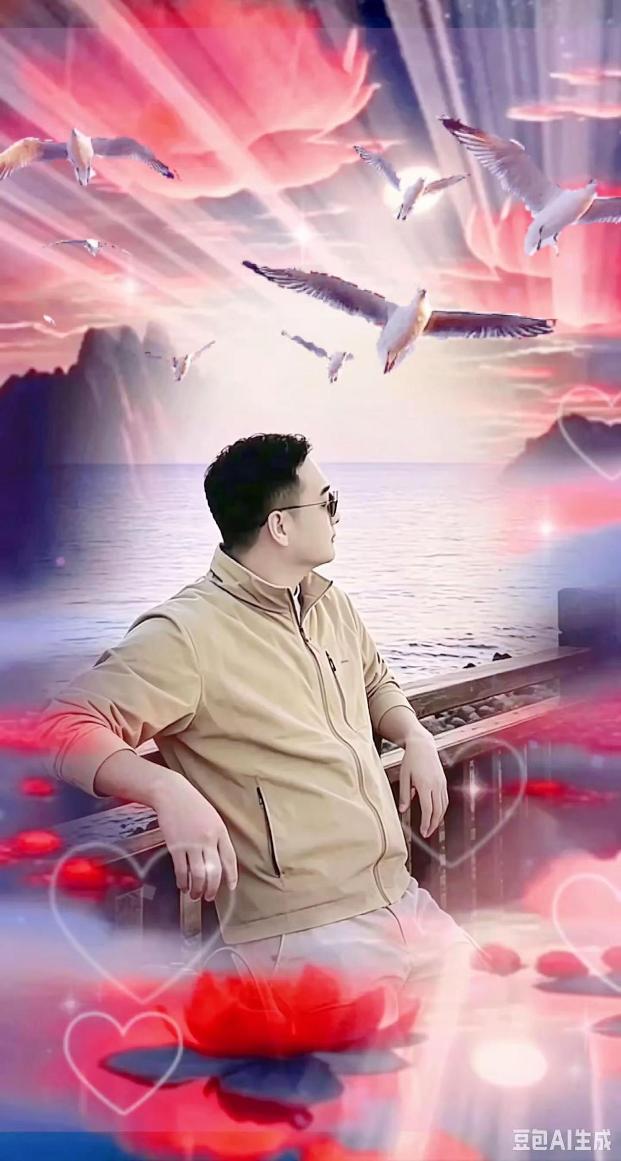 静观潮起潮落笑看云卷云舒 海崖佛坐阅尽浮沉 望月听海静待心安 观海听涛悟古今 落