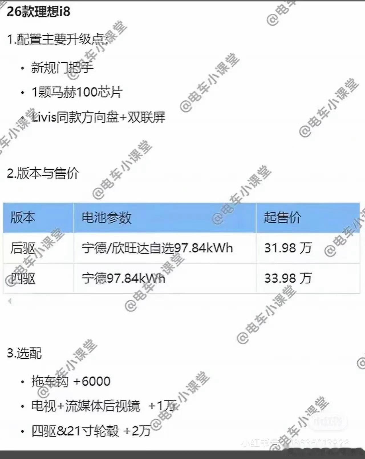网传理想i8改款配置升级大v聊车