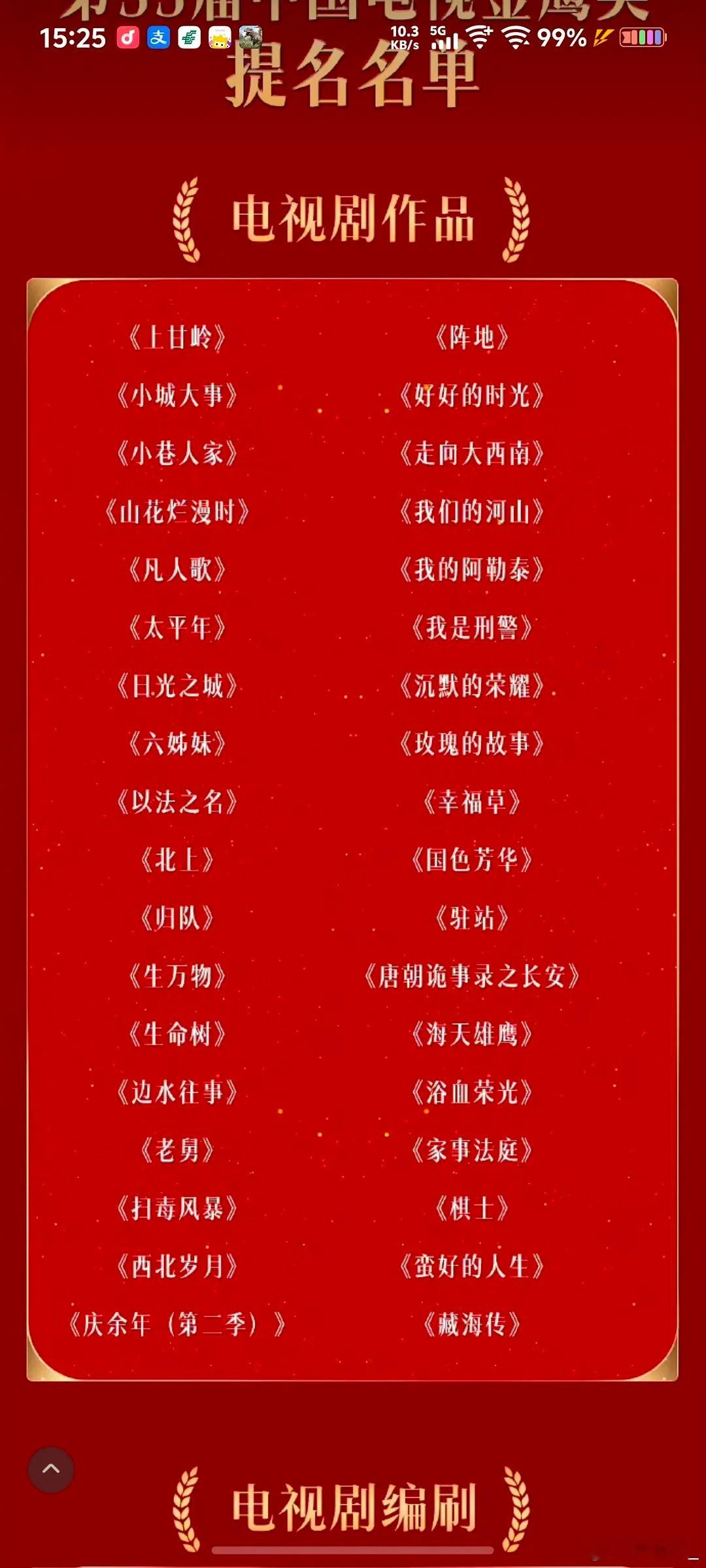 金鹰提名真的来了 ​​​