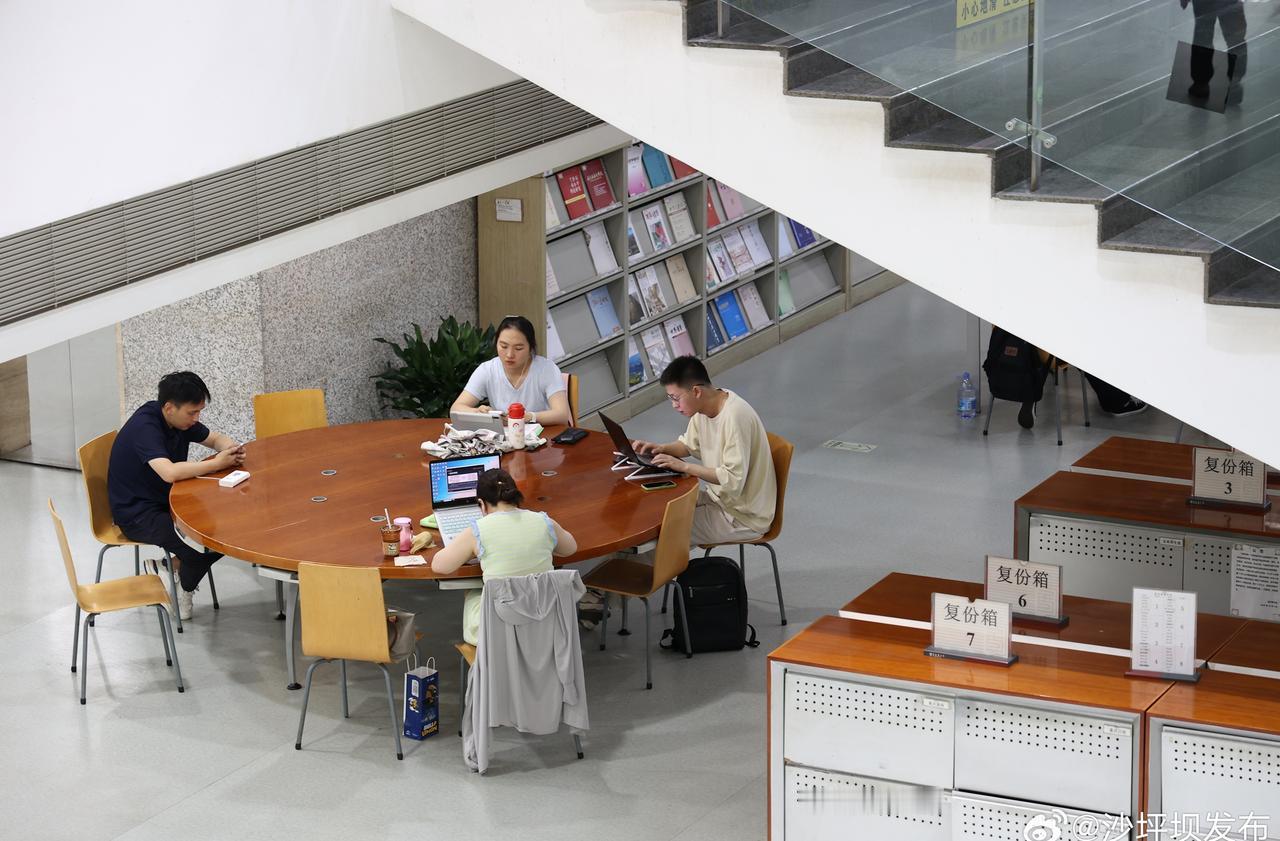近日，位于沙坪坝区的重庆图书馆，市民在此看书学习。连日来，重庆持续高温，不少市民