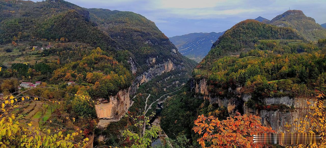 红叶满山秋意浓，万山千水尽收眼。汉中秦岭大山秋景。